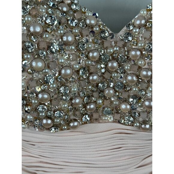 Mac Duggal Embellished Ballgown Rosette Floral Strapless in Champagne NEW Size 0 - Picture 11 of 13